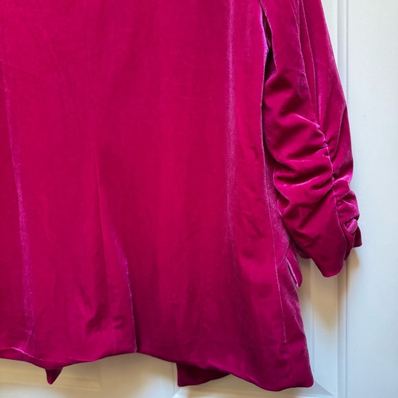 SKIES ARE BLUE Anthropologie Velvet Magenta Pink Blazer w Pockets womens size L - Picture 13 of 16
